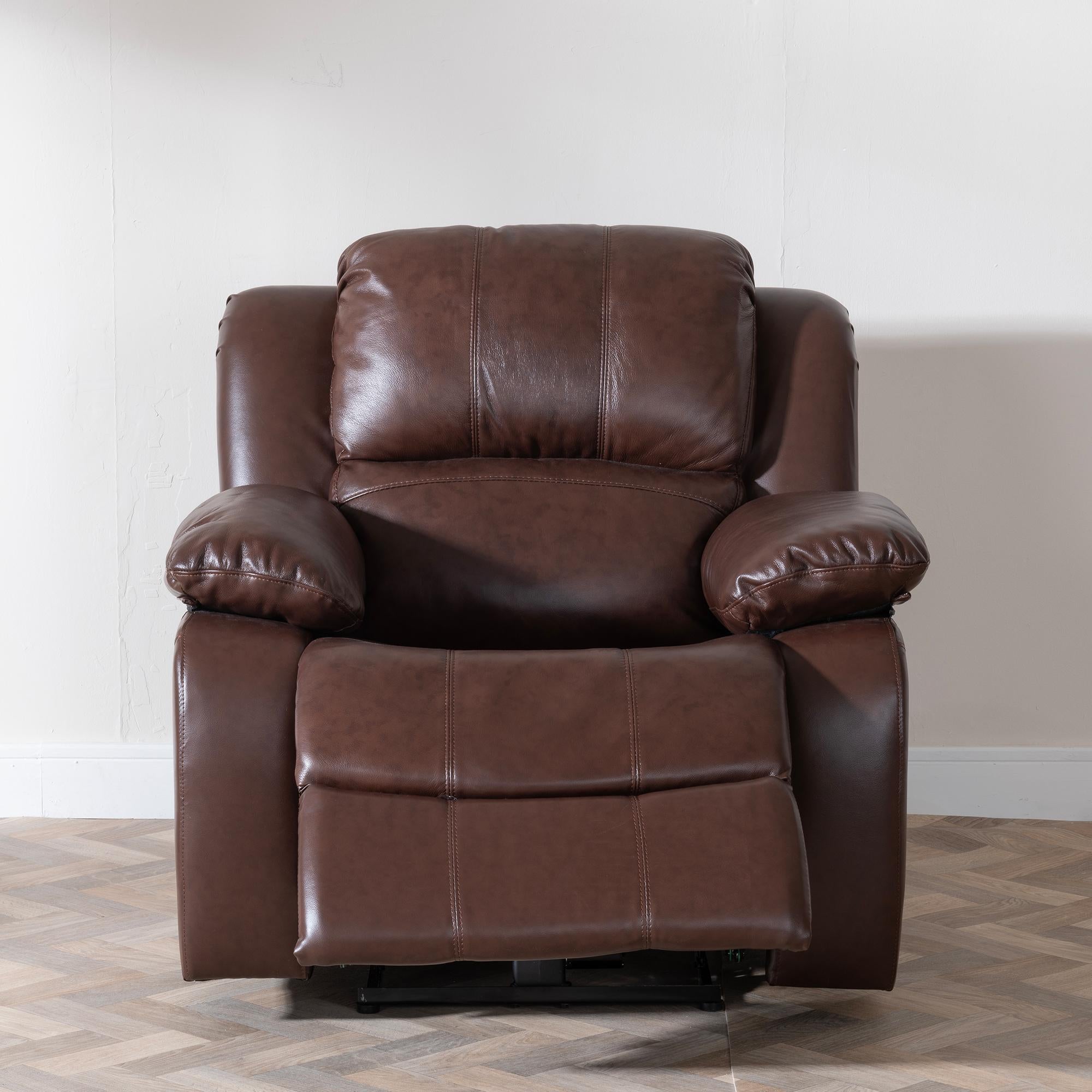 Helena Brown Leather Manual Recliner Sofa