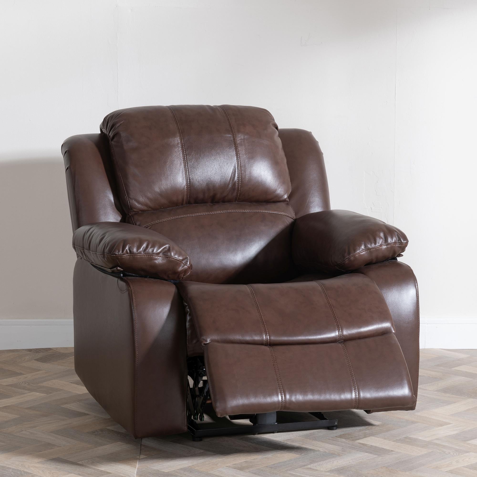 Helena Brown Leather Manual Recliner Sofa