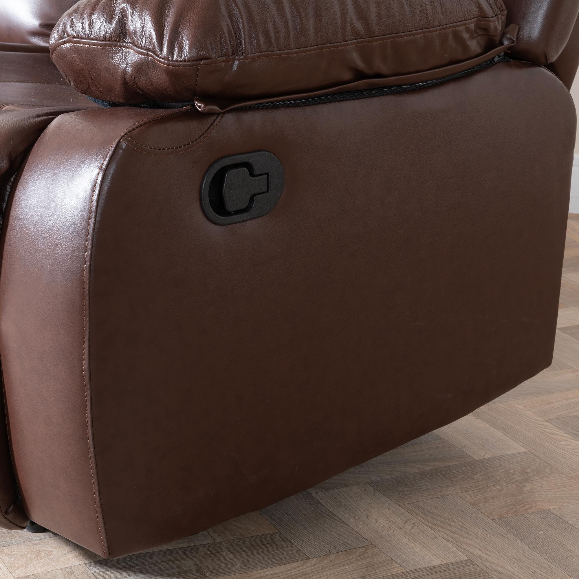 Helena Brown Leather Manual Recliner Sofa