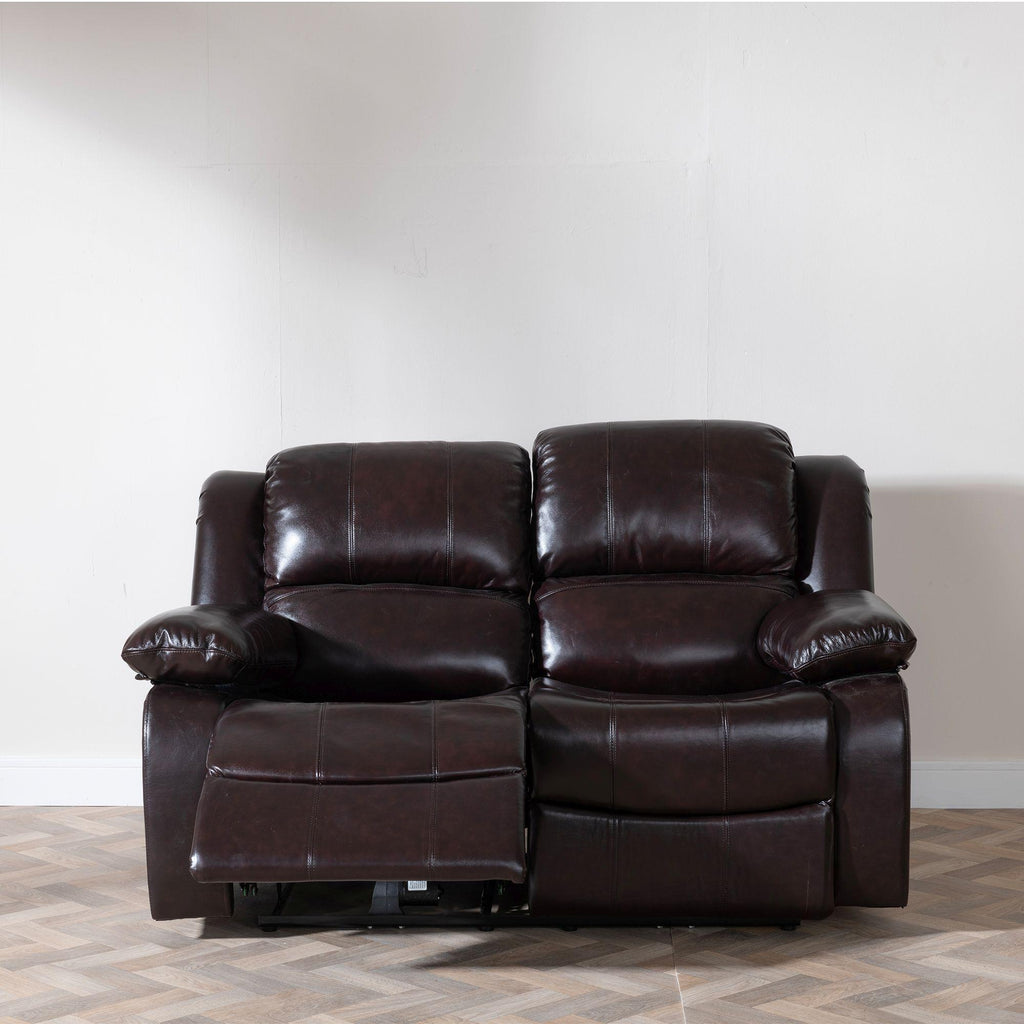 Helena Burgundy Leather Manual Recliner Sofa