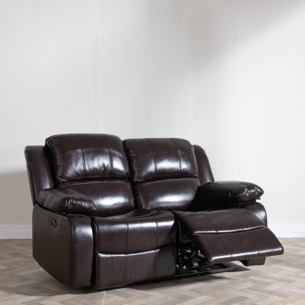 Helena Burgundy Leather Manual Recliner Sofa