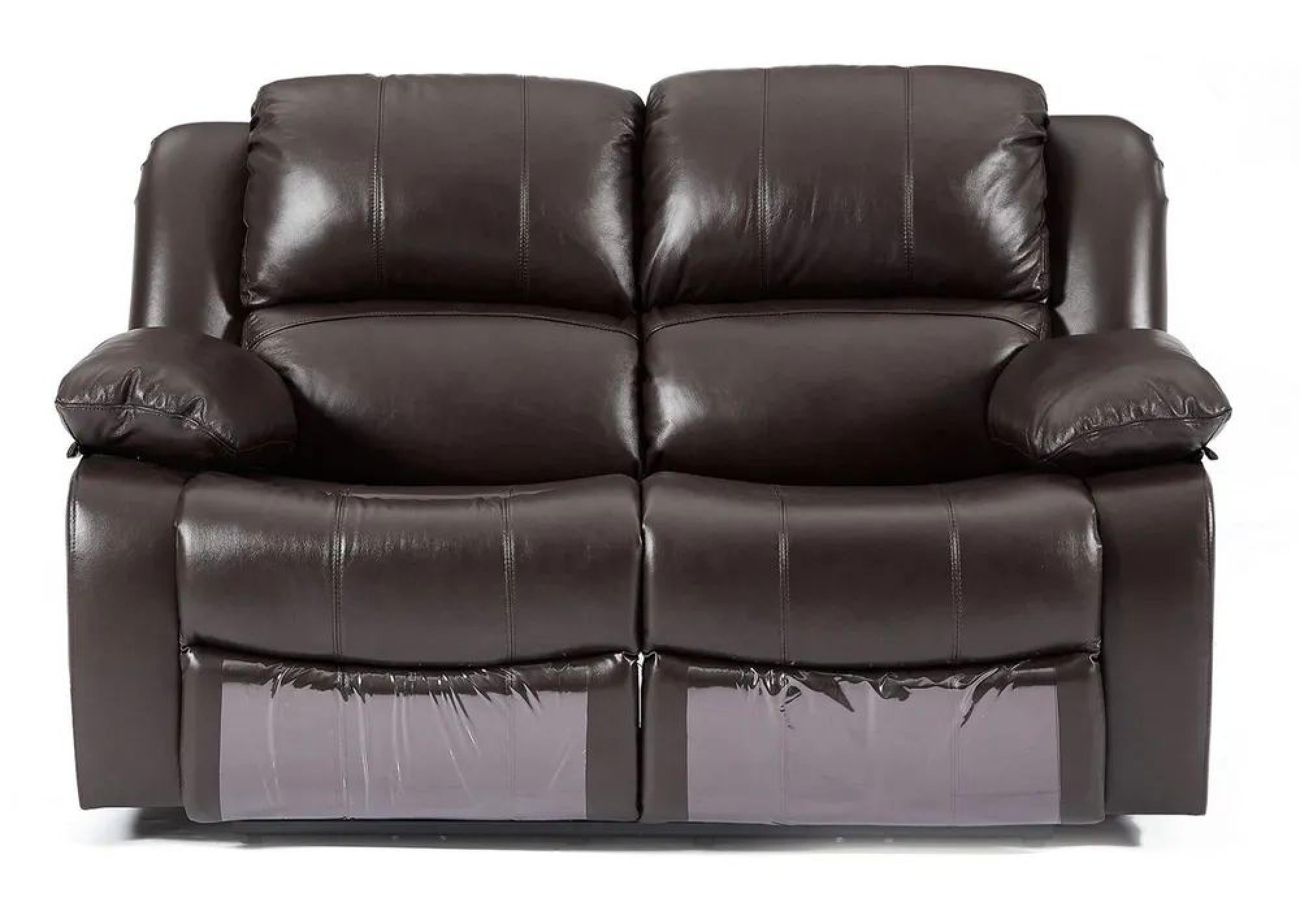 Helena Burgundy Leather Manual Recliner Sofa