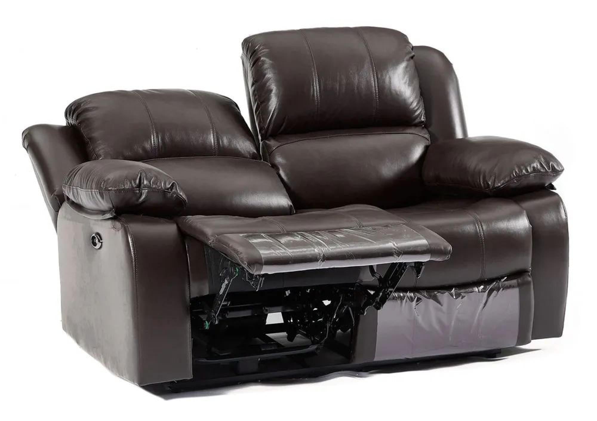 Helena Burgundy Leather Manual Recliner Sofa