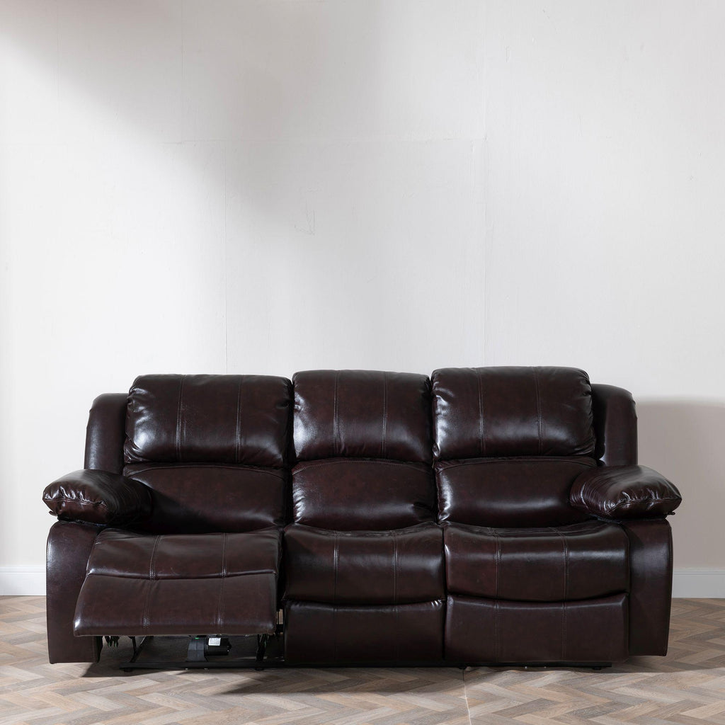 Helena Burgundy Leather Manual Recliner Sofa