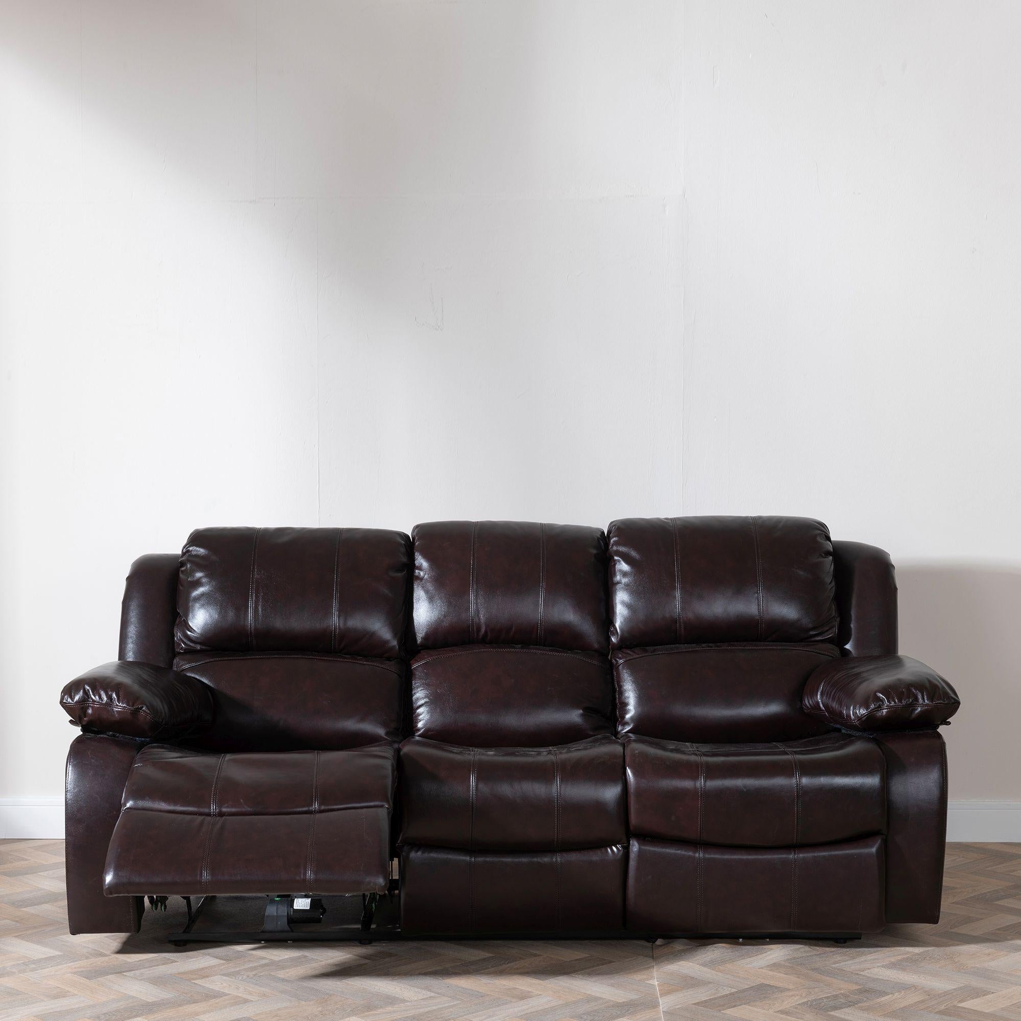 Helena Burgundy Leather Manual Recliner Sofa