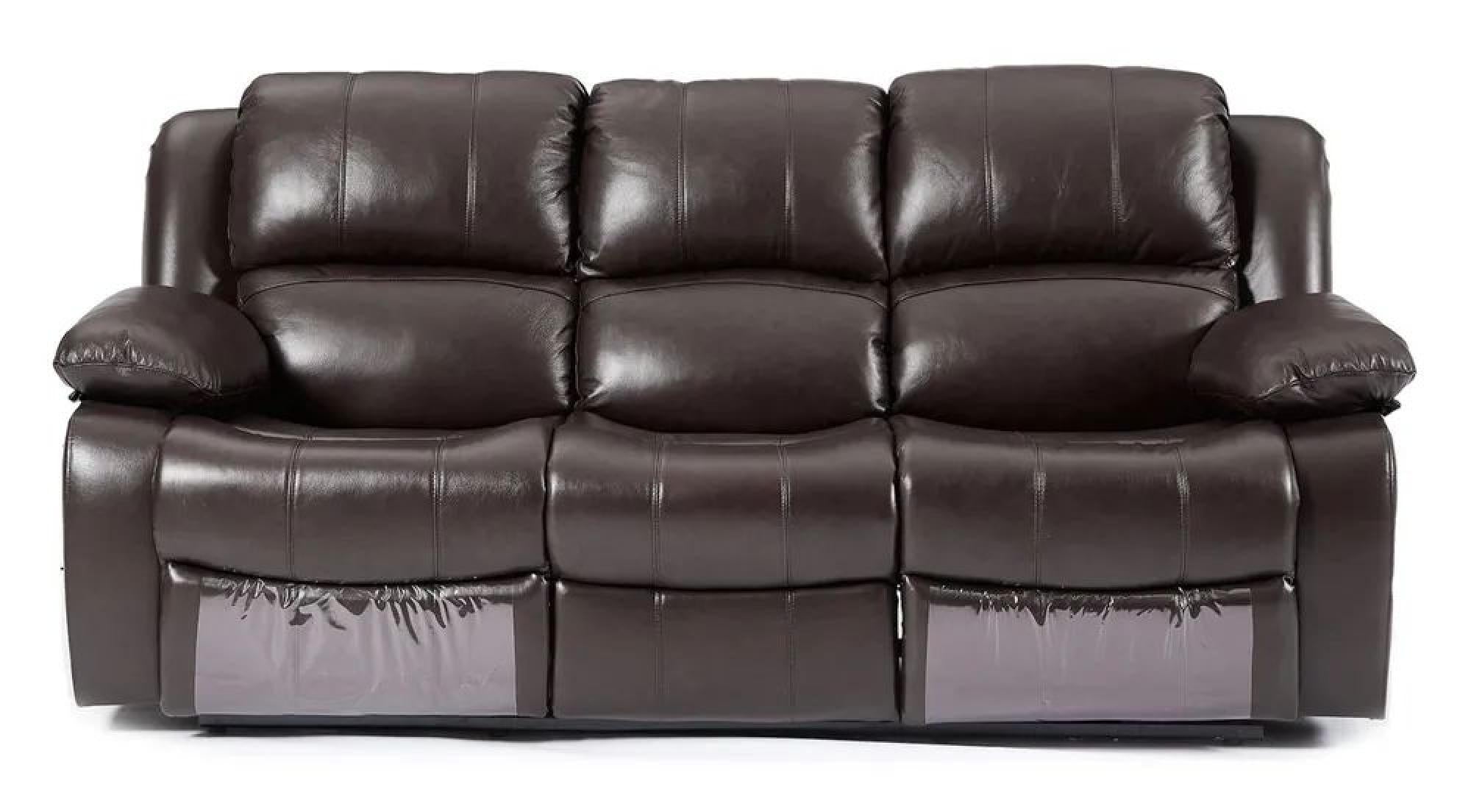 Helena Burgundy Leather Manual Recliner Sofa