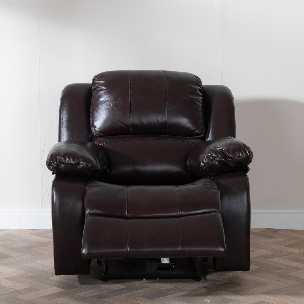 Helena Burgundy Leather Manual Recliner Sofa