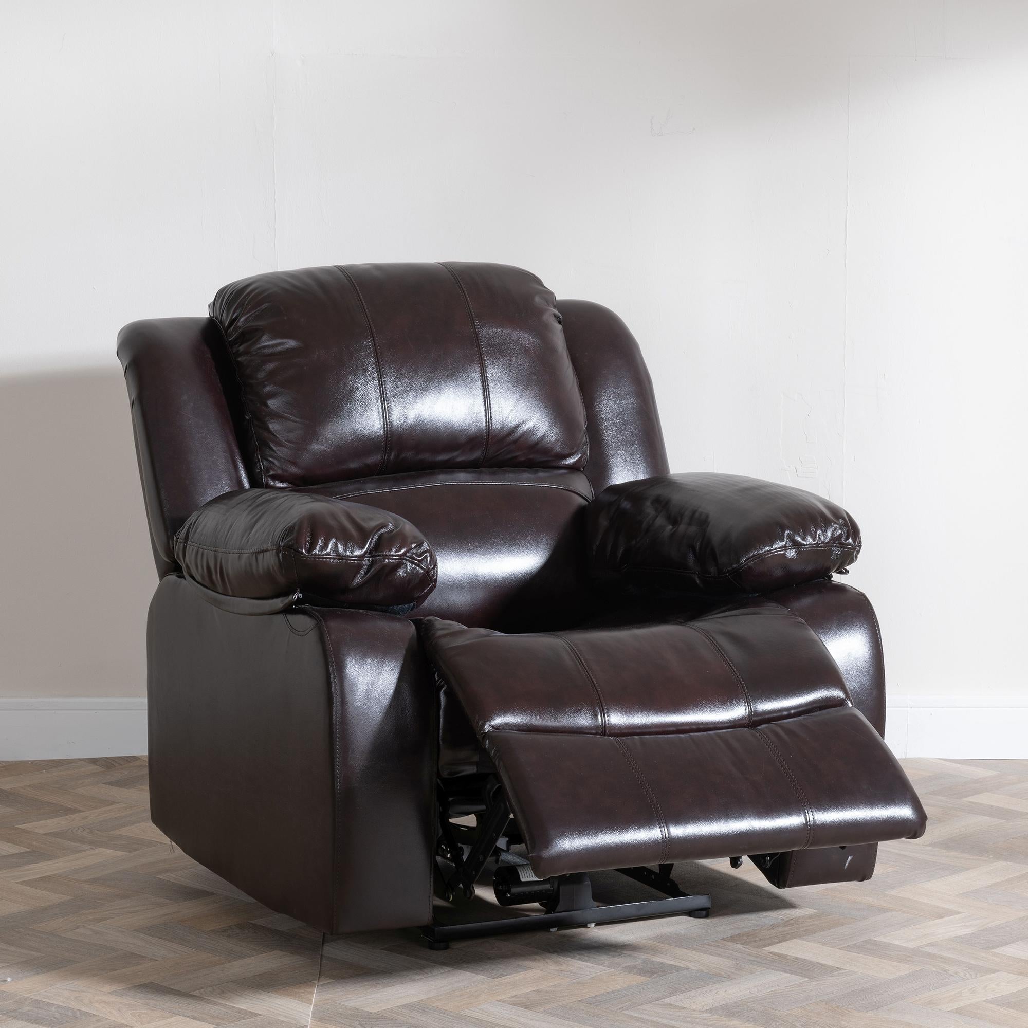Helena Burgundy Leather Manual Recliner Sofa