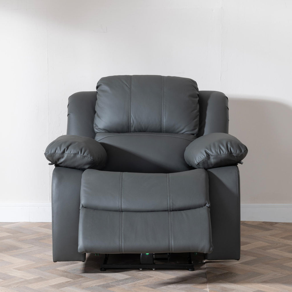Helena Grey Leather Manual Recliner Sofa