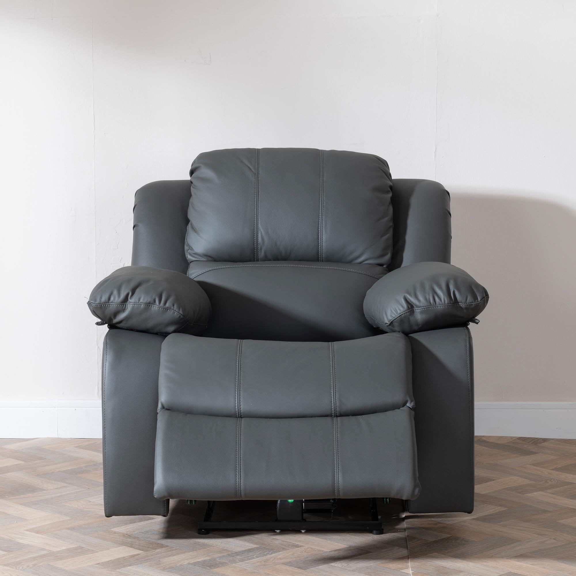 Helena Grey Leather Manual Recliner Sofa