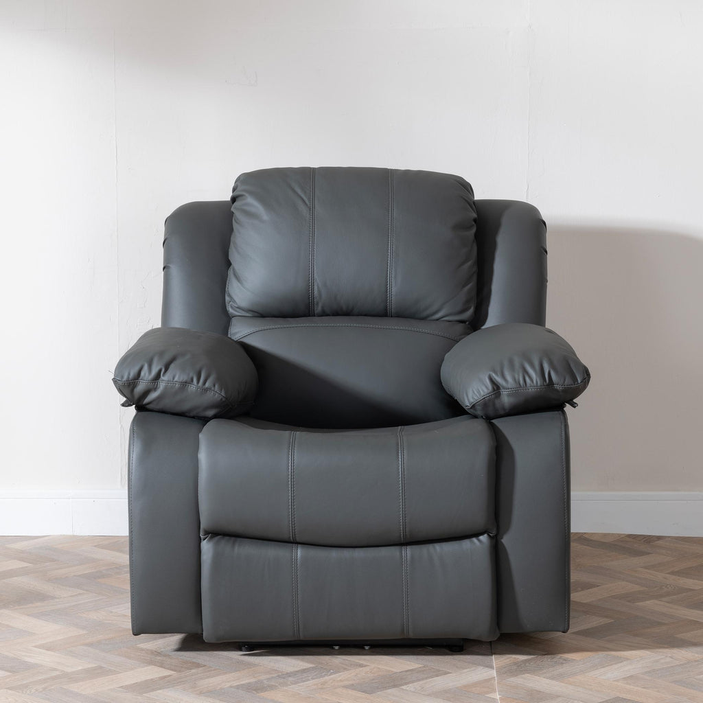 Helena Grey Leather Manual Recliner Sofa