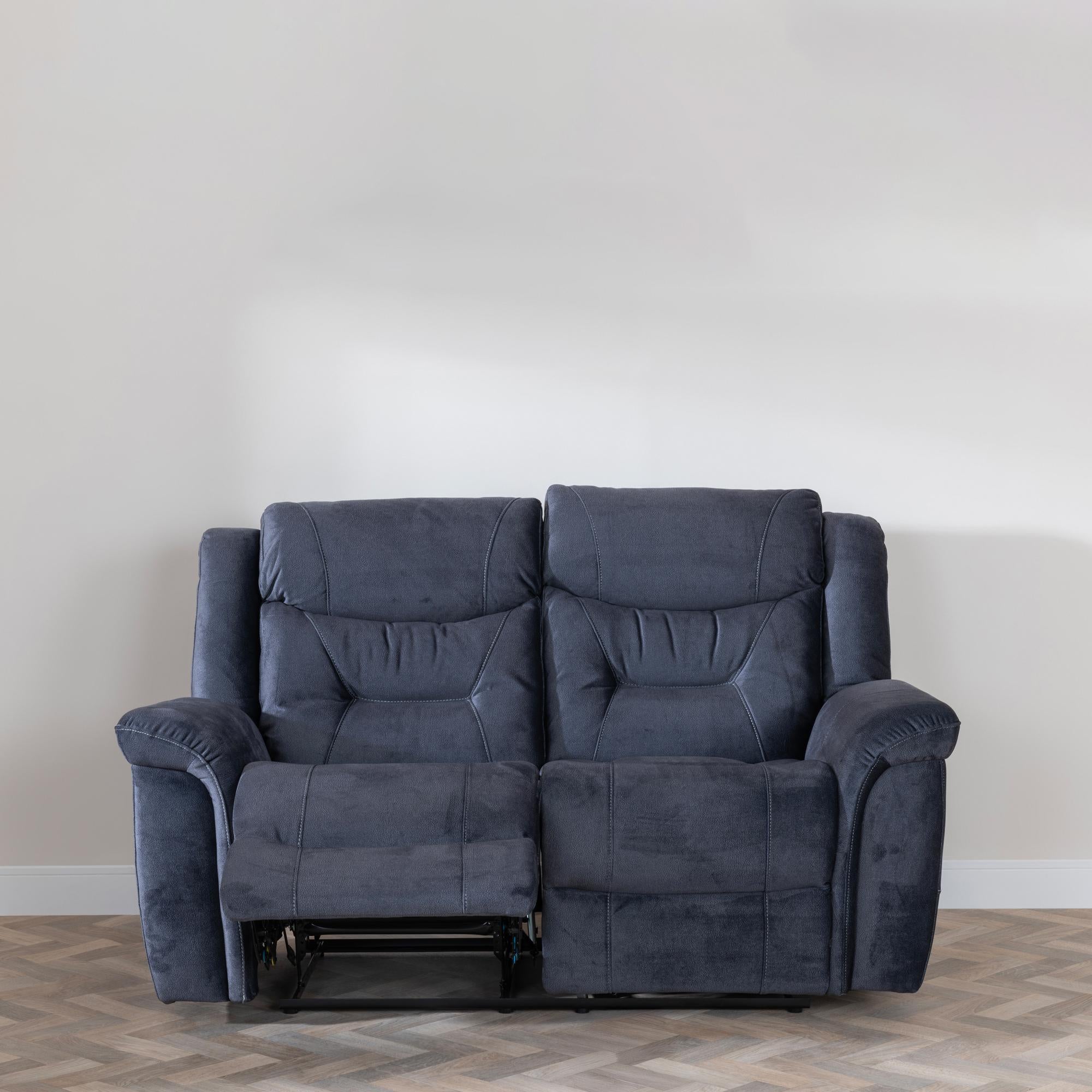 Grace Blue Fabric Manual Recliner Sofa