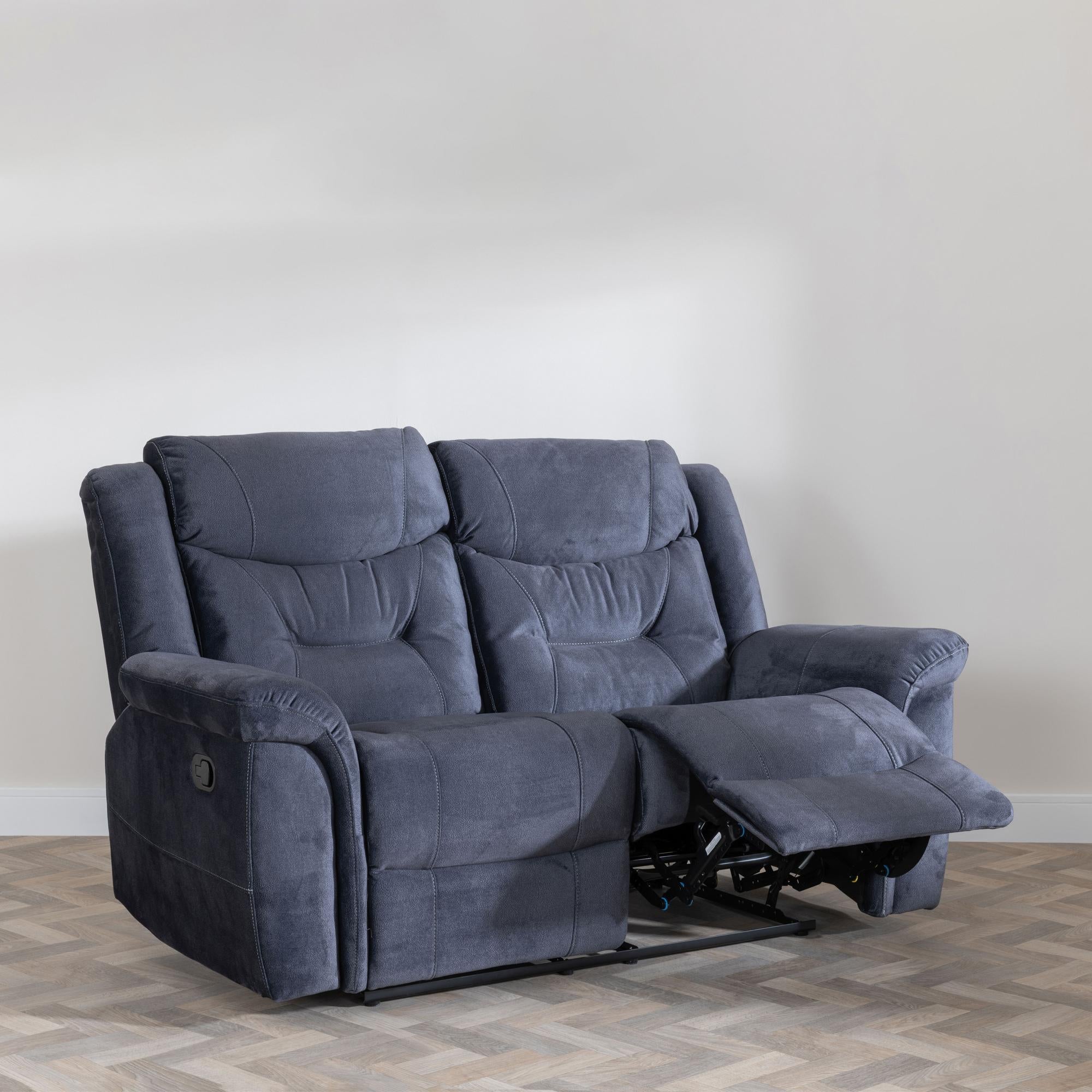 Grace Blue Fabric Manual Recliner Sofa