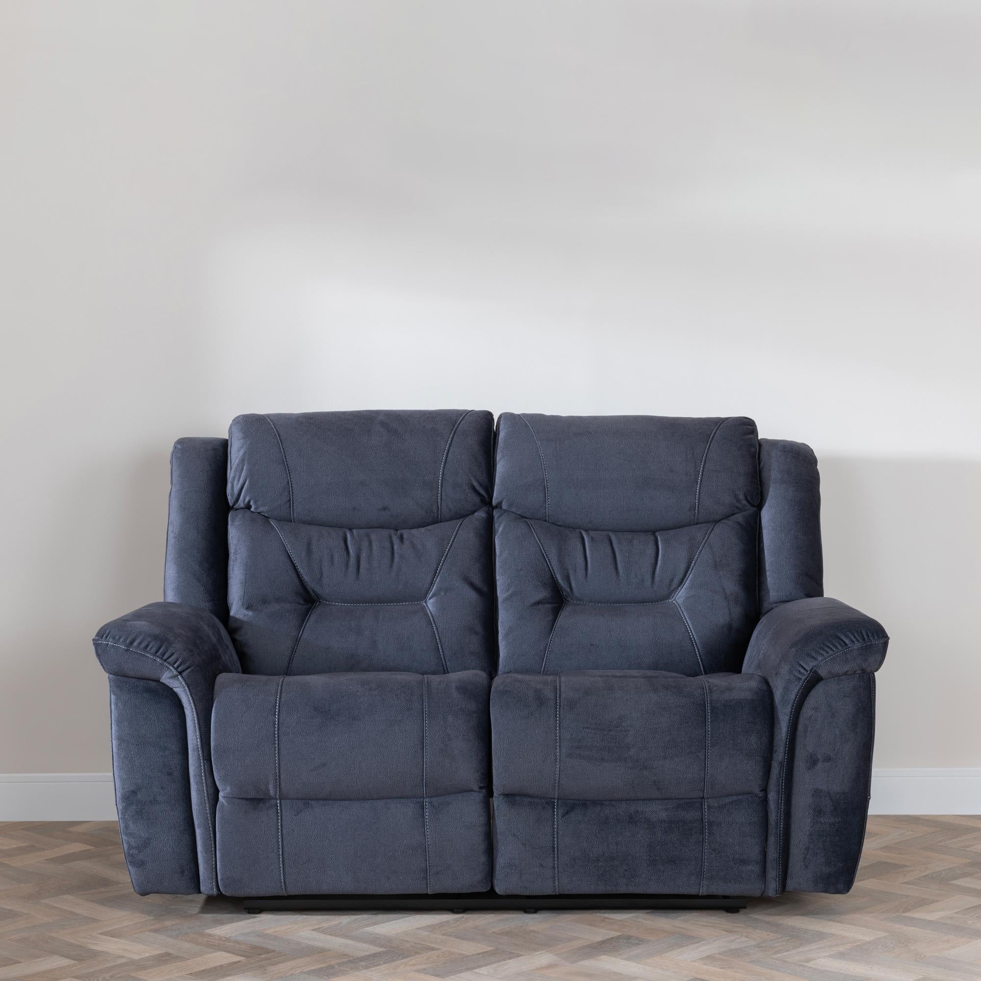 Grace Blue Fabric Manual Recliner Sofa