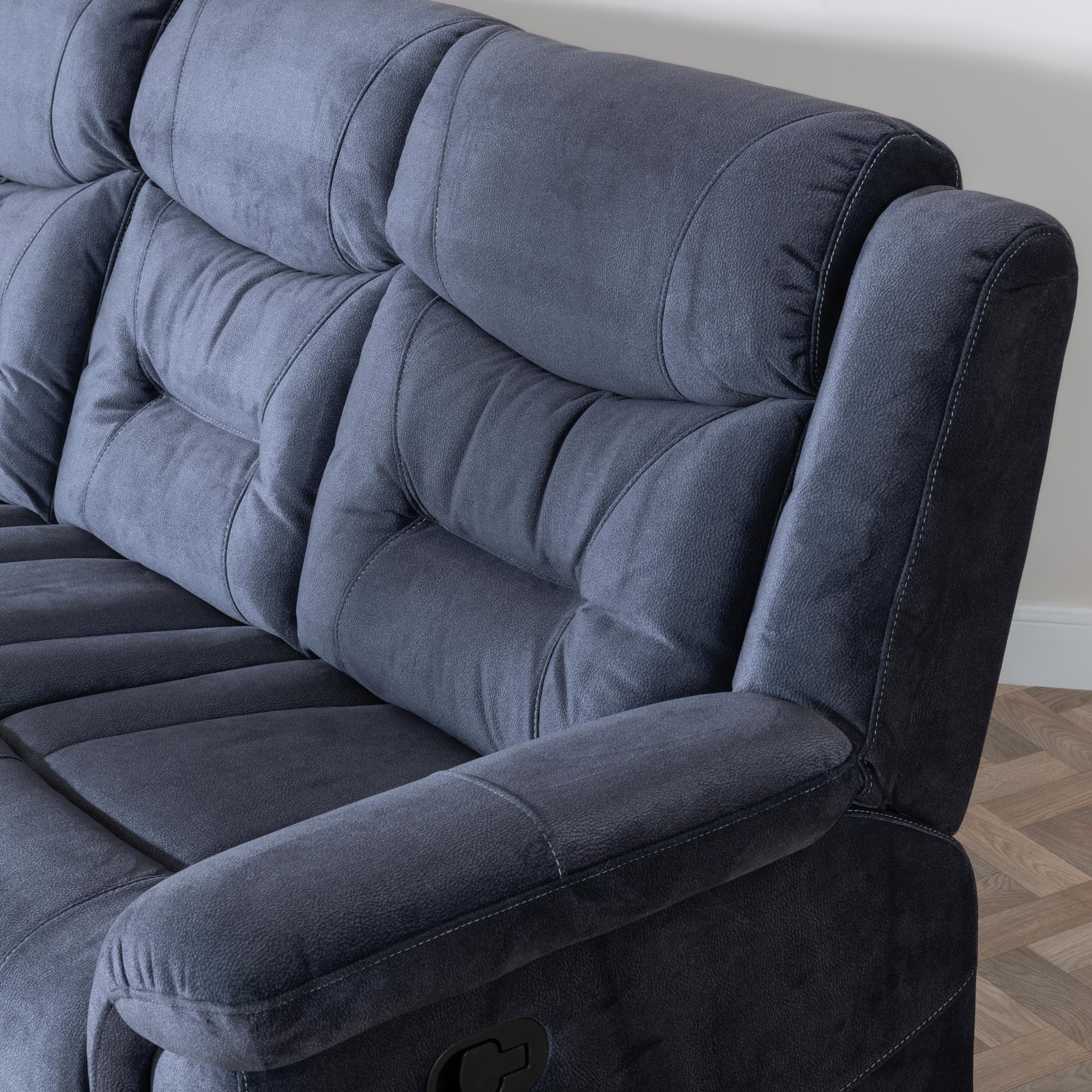 Grace Blue Fabric Manual Recliner Sofa