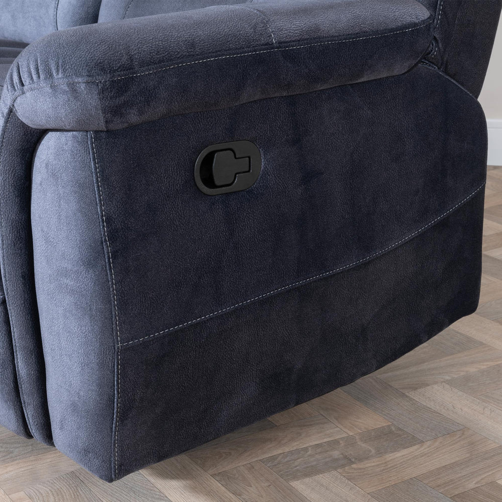 Grace Blue Fabric Manual Recliner Sofa