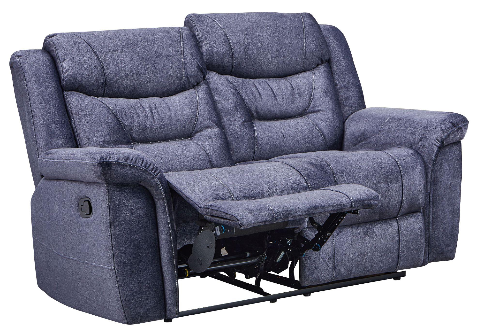 Grace Blue Fabric Manual Recliner Sofa