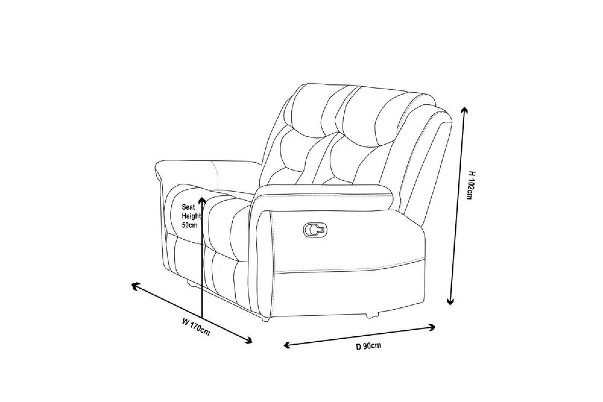 Grace Blue Fabric Manual Recliner Sofa