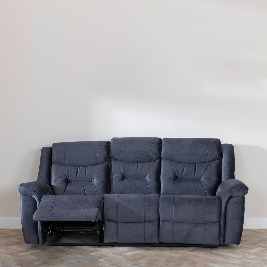 Grace Blue Fabric Manual Recliner Sofa