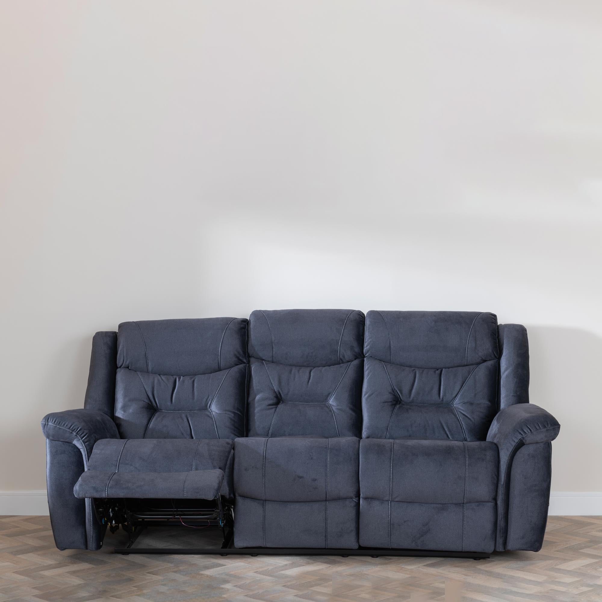 Grace Blue Fabric Manual Recliner Sofa