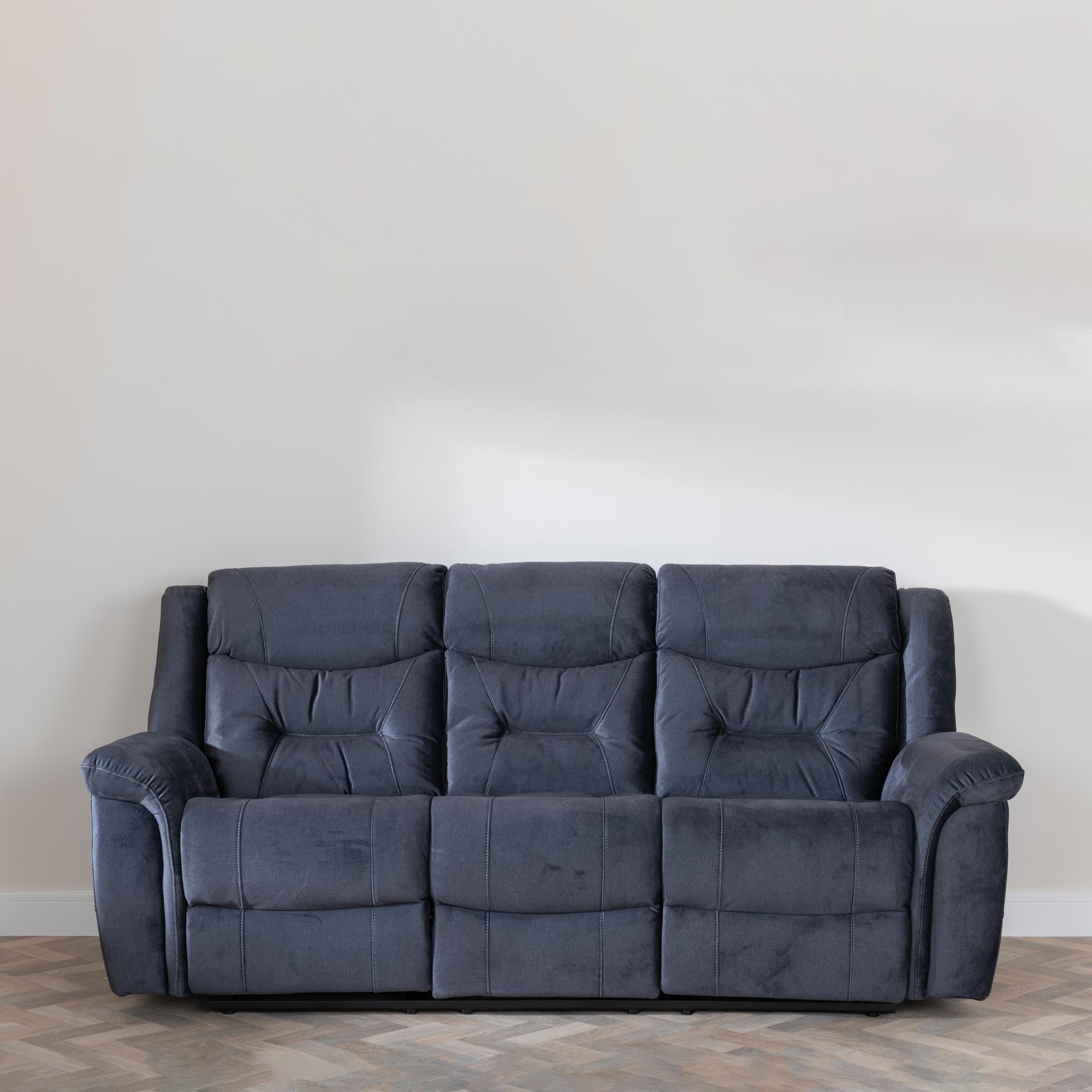 Grace Blue Fabric Manual Recliner Sofa