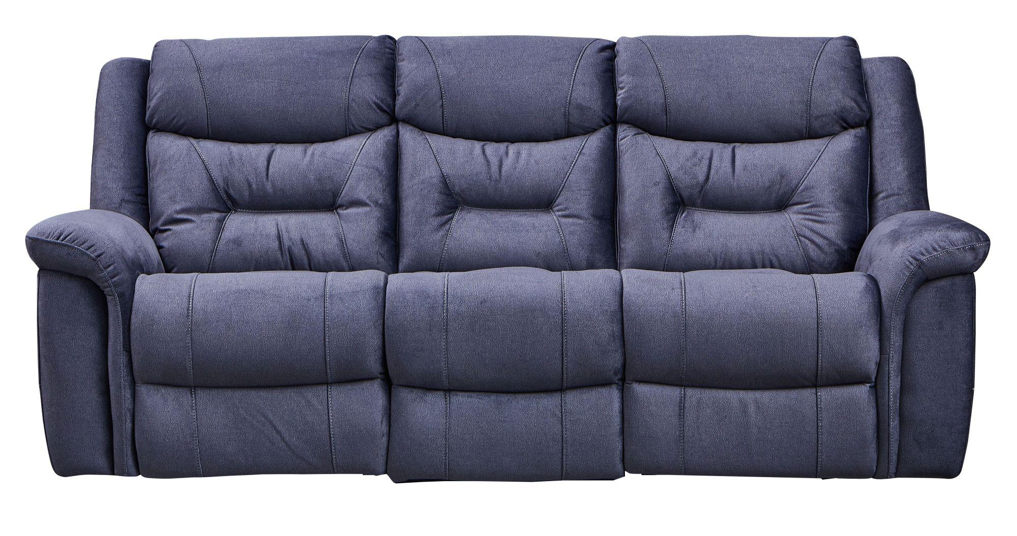 Grace Blue Fabric Manual Recliner Sofa