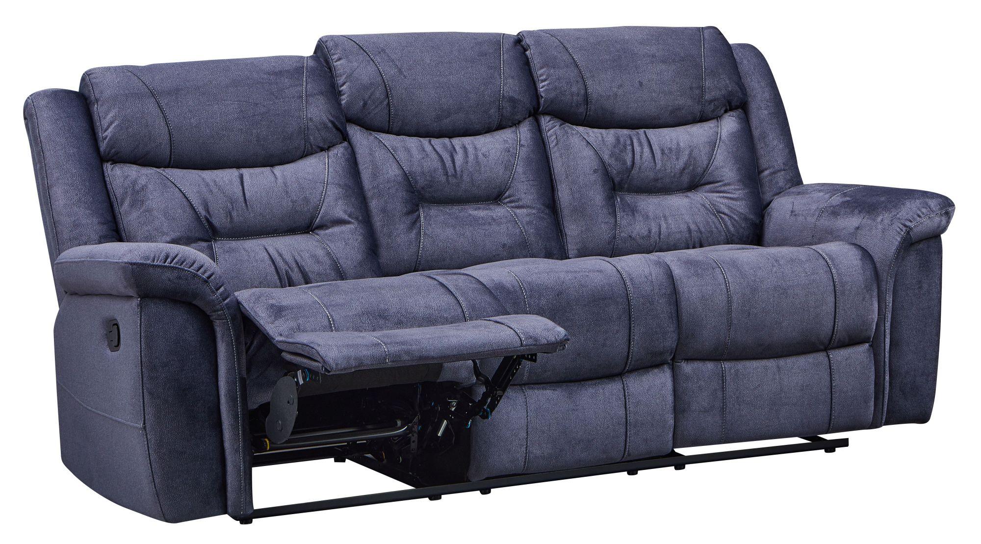Grace Blue Fabric Manual Recliner Sofa