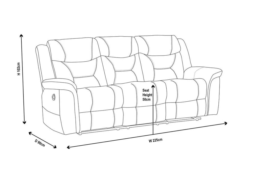 Grace Blue Fabric Manual Recliner Sofa