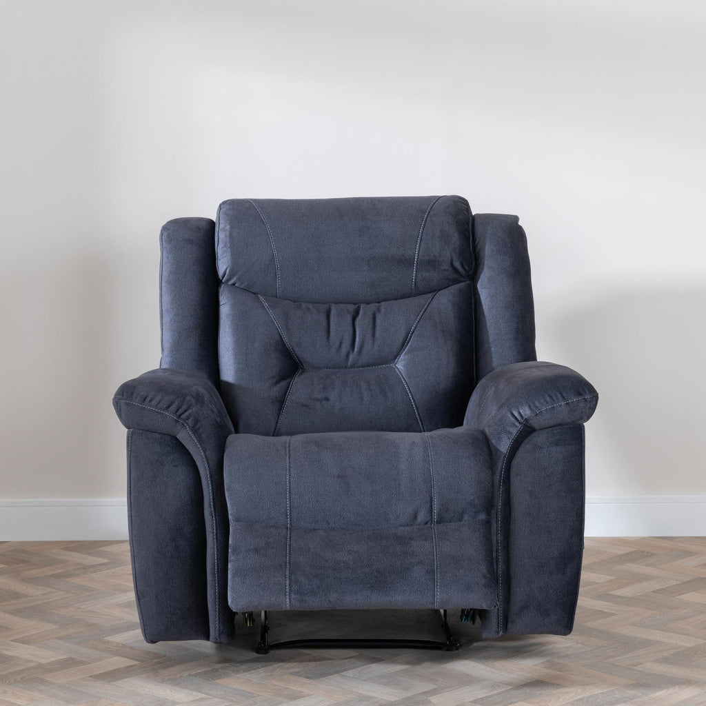 Grace Blue Fabric Manual Recliner Sofa