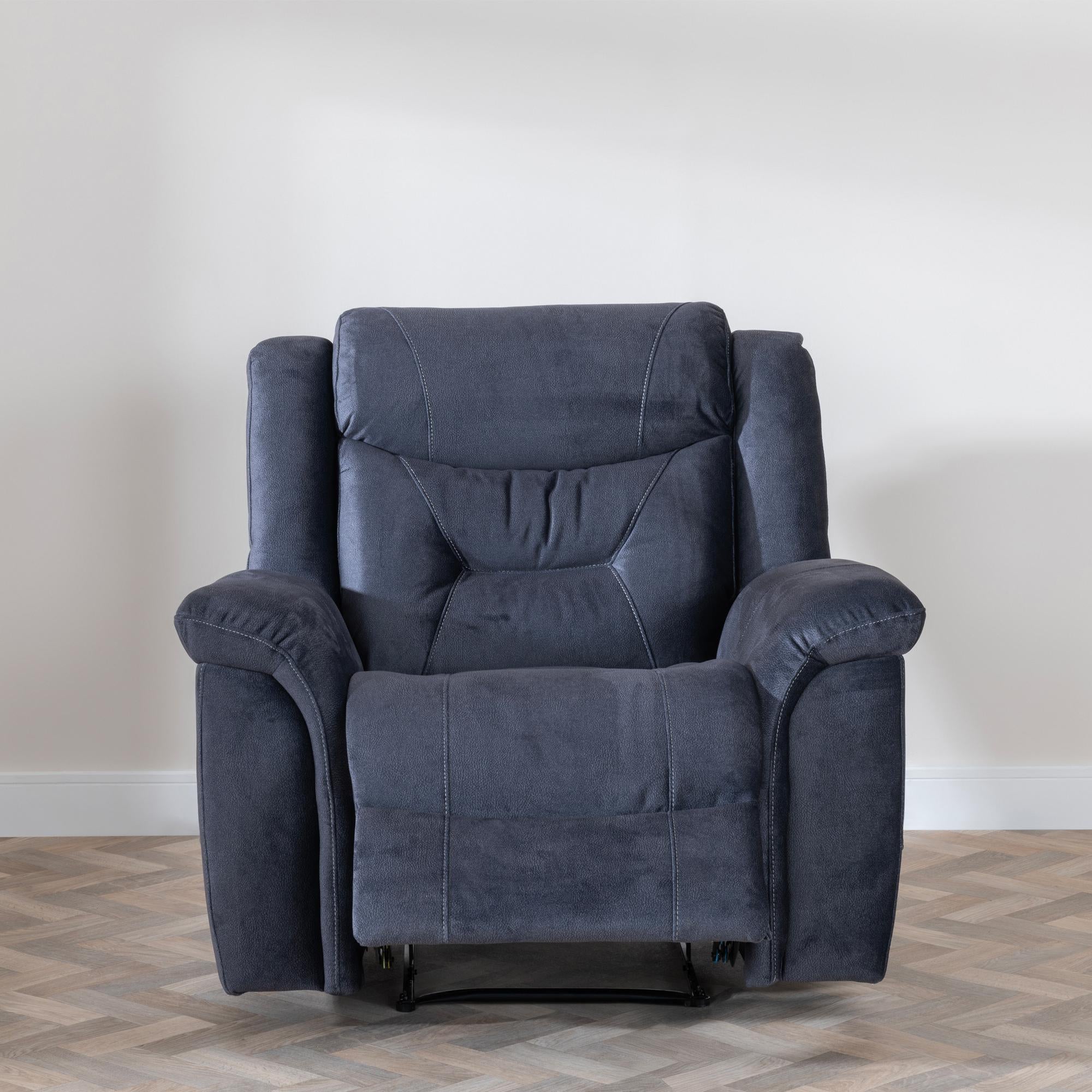 Grace Blue Fabric Manual Recliner Sofa