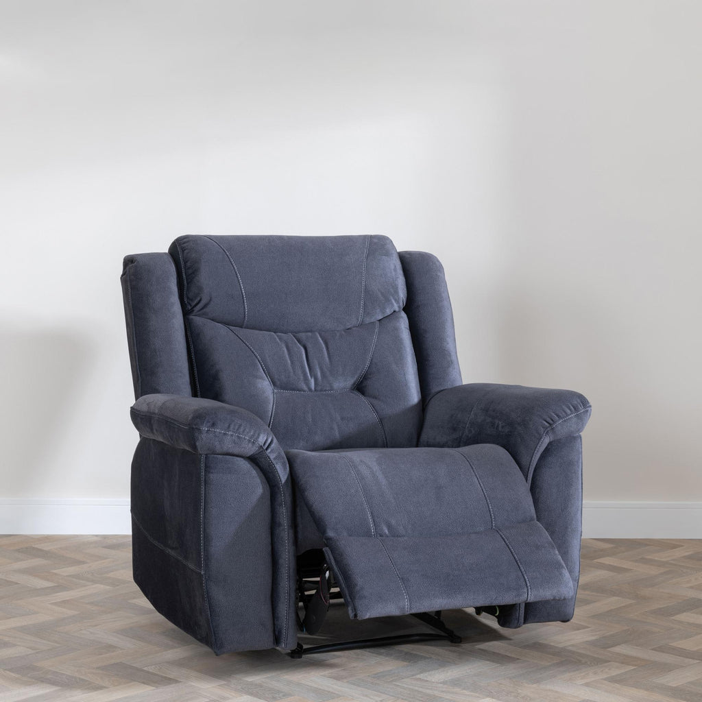 Grace Blue Fabric Manual Recliner Sofa