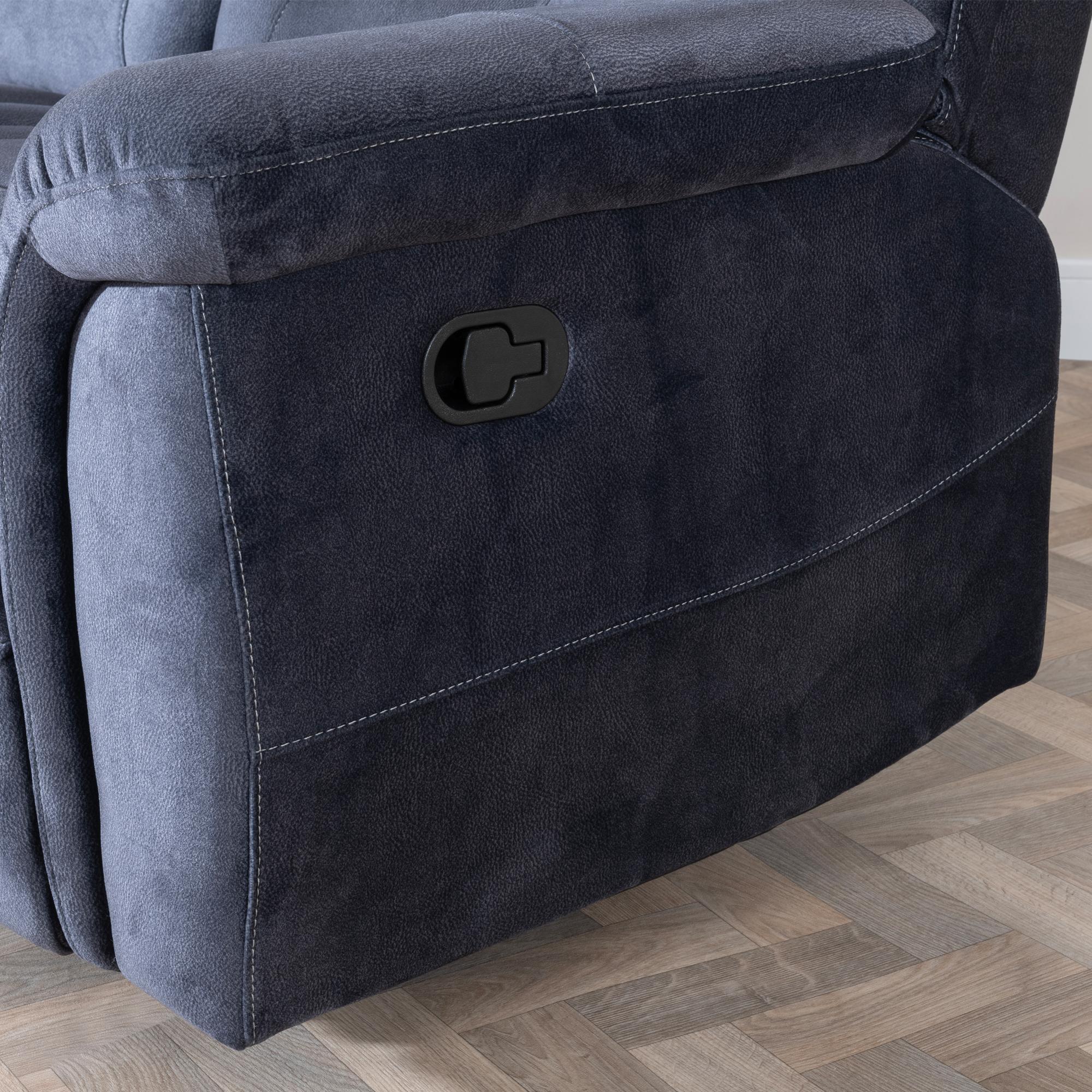Grace Blue Fabric Manual Recliner Sofa