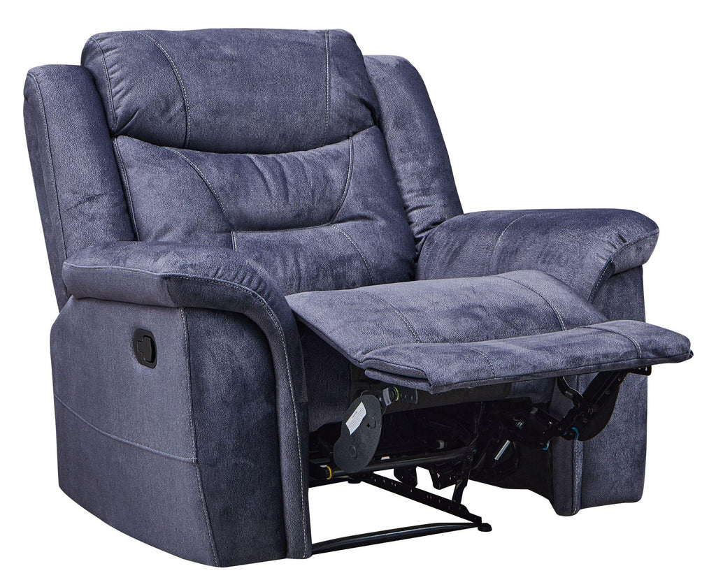 Grace Blue Fabric Manual Recliner Sofa