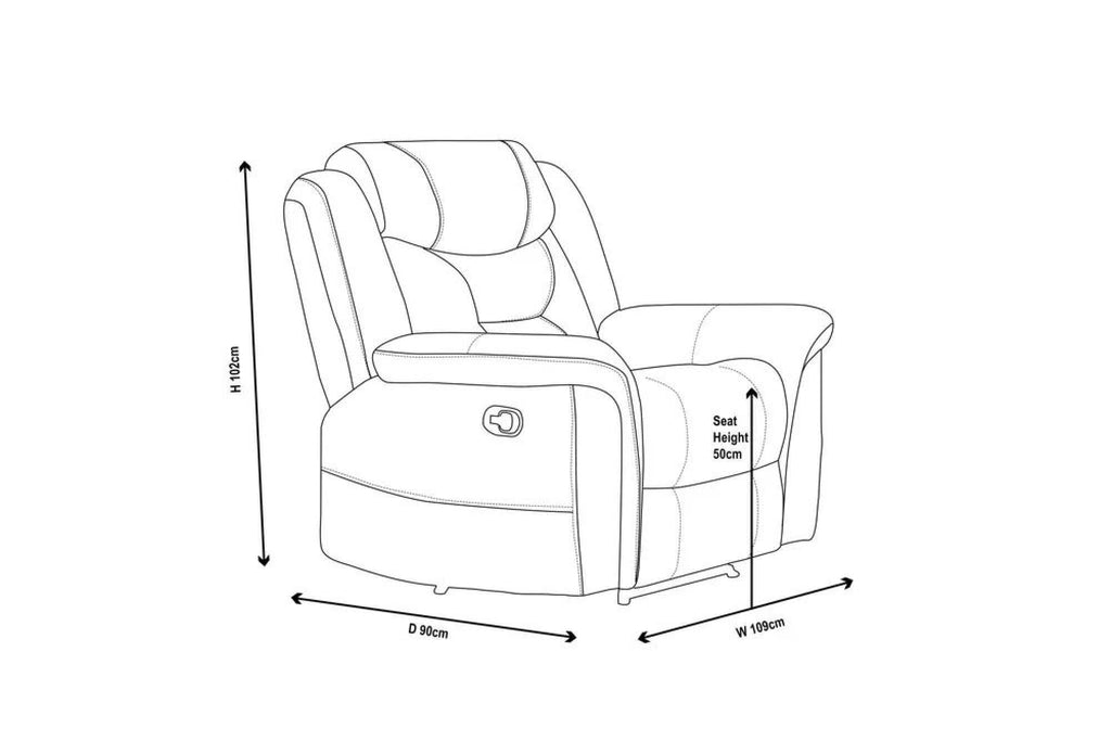 Grace Blue Fabric Manual Recliner Sofa