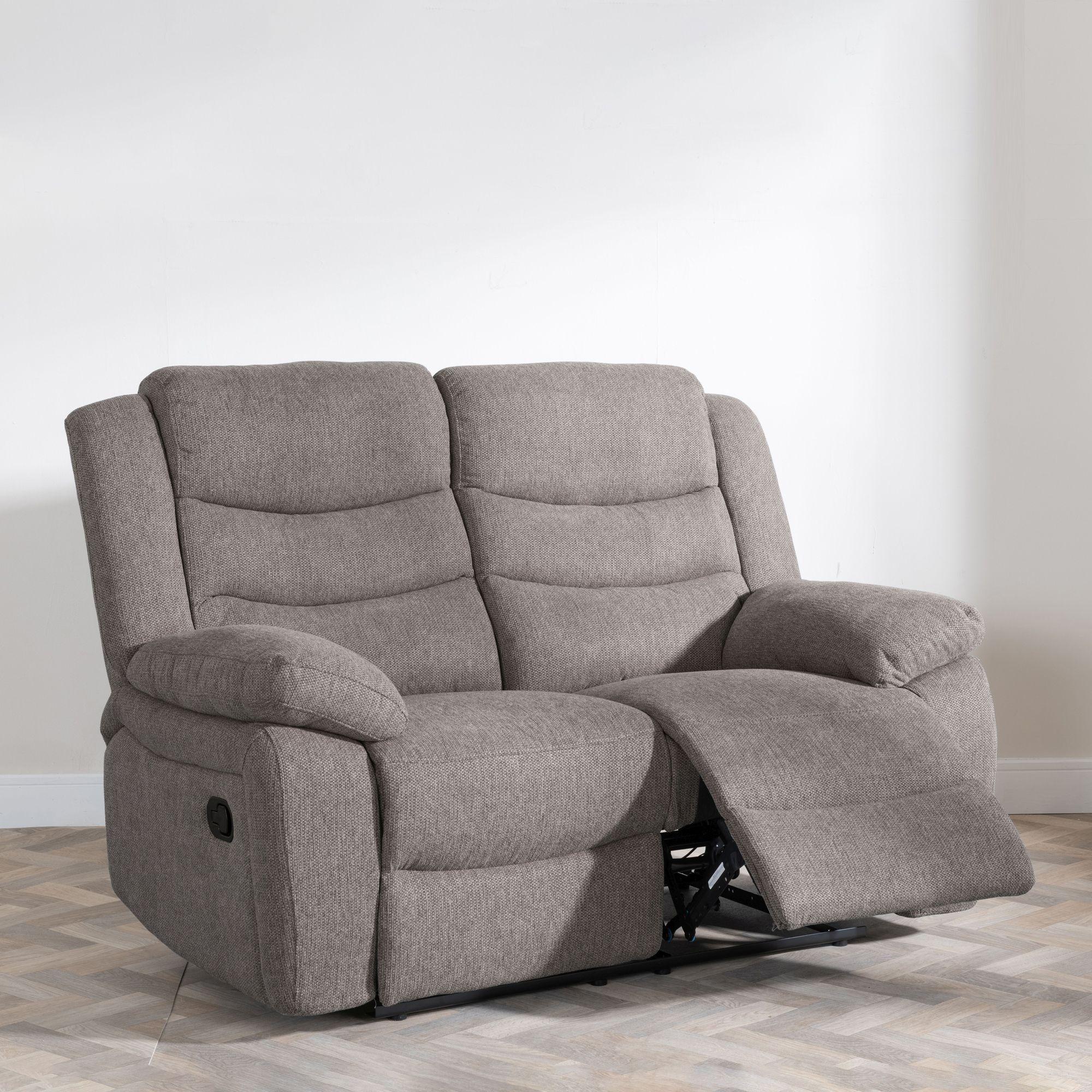 Sydney Brown Fabric Manual Recliner Sofa
