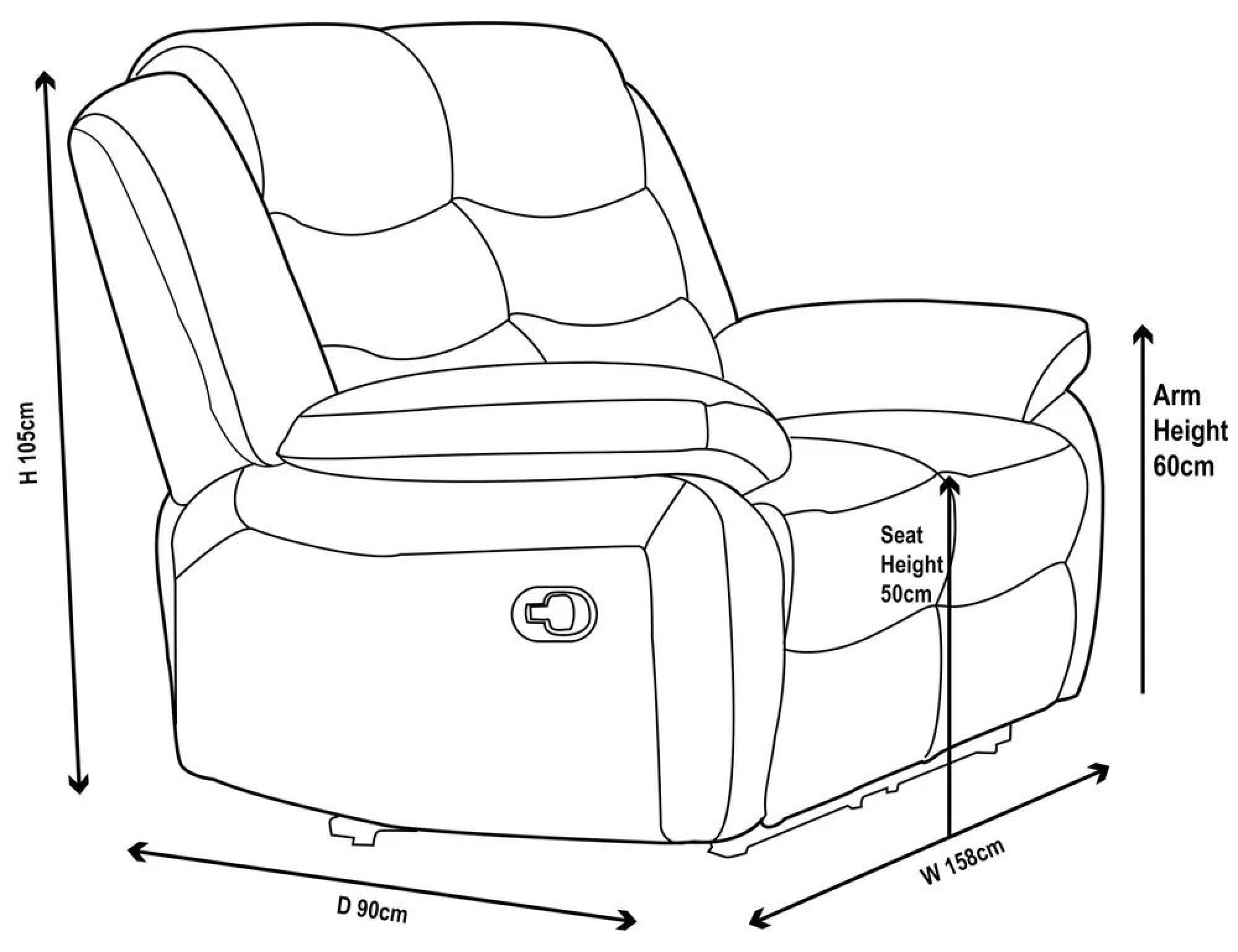 Sydney Brown Fabric Manual Recliner Sofa