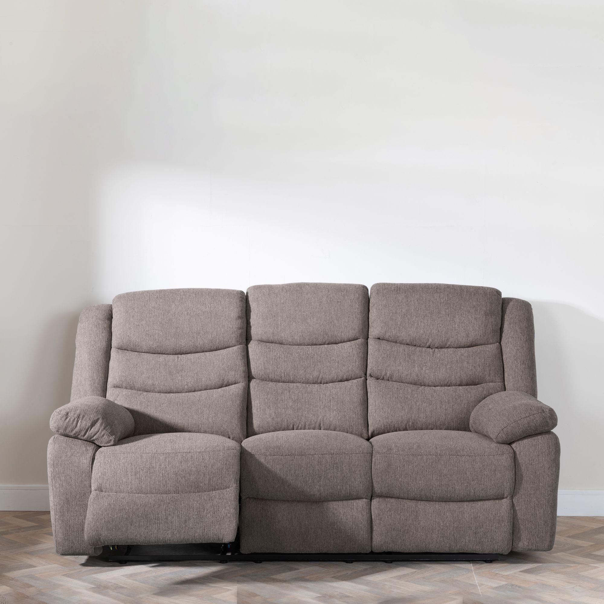 Sydney Brown Fabric Manual Recliner Sofa