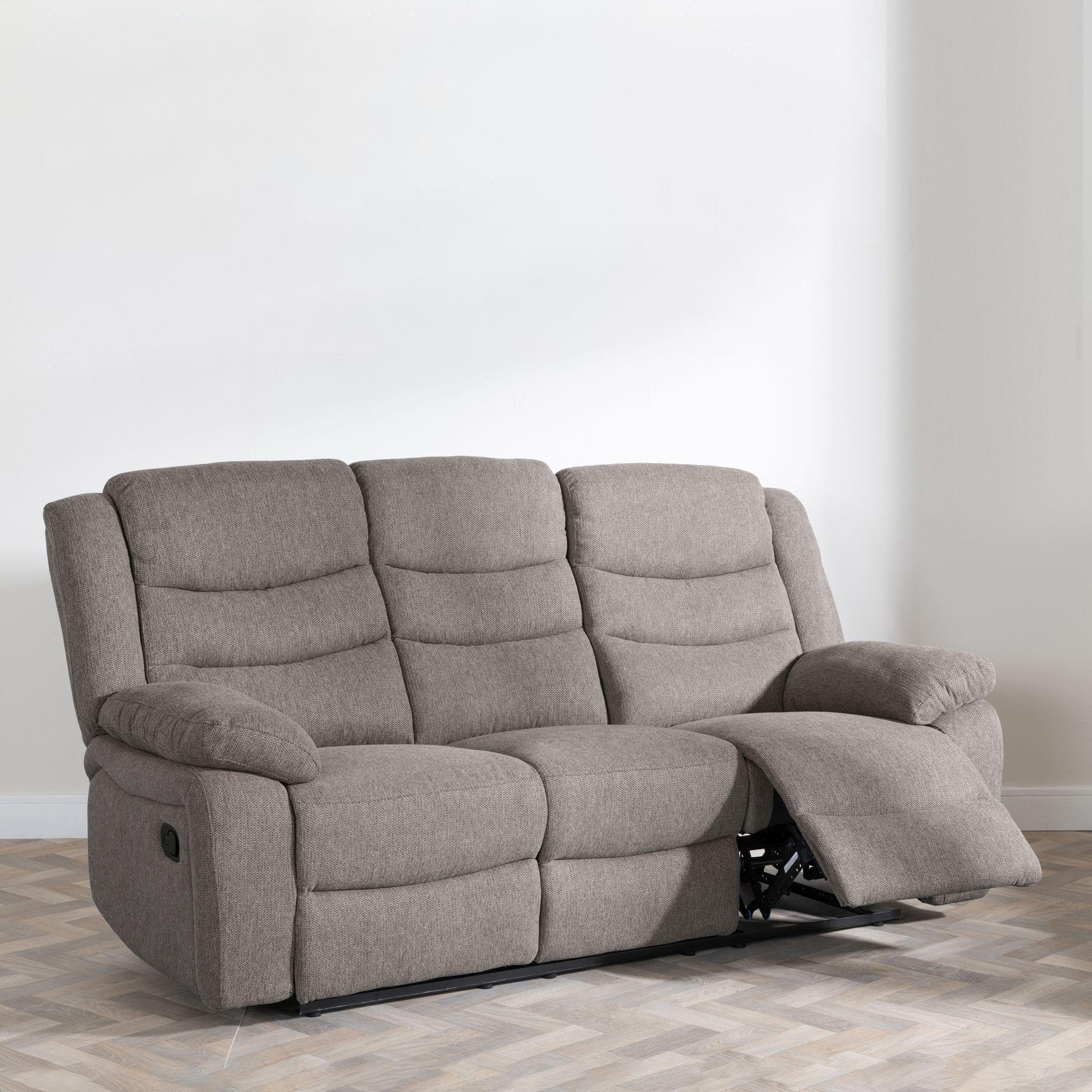 Sydney Brown Fabric Manual Recliner Sofa