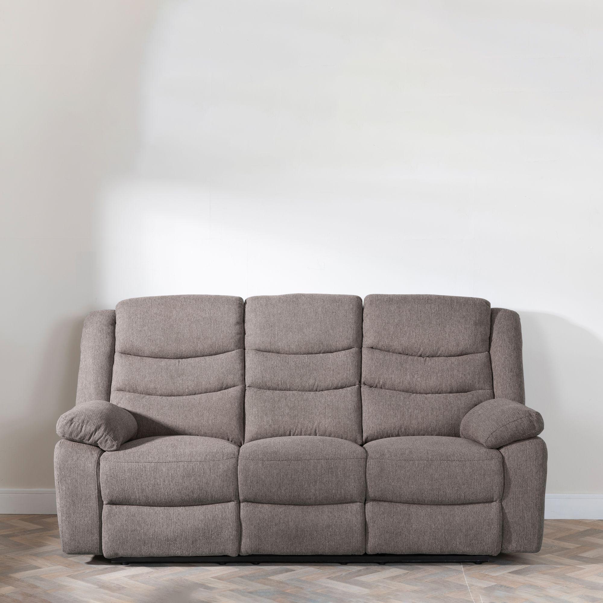 Sydney Brown Fabric Manual Recliner Sofa