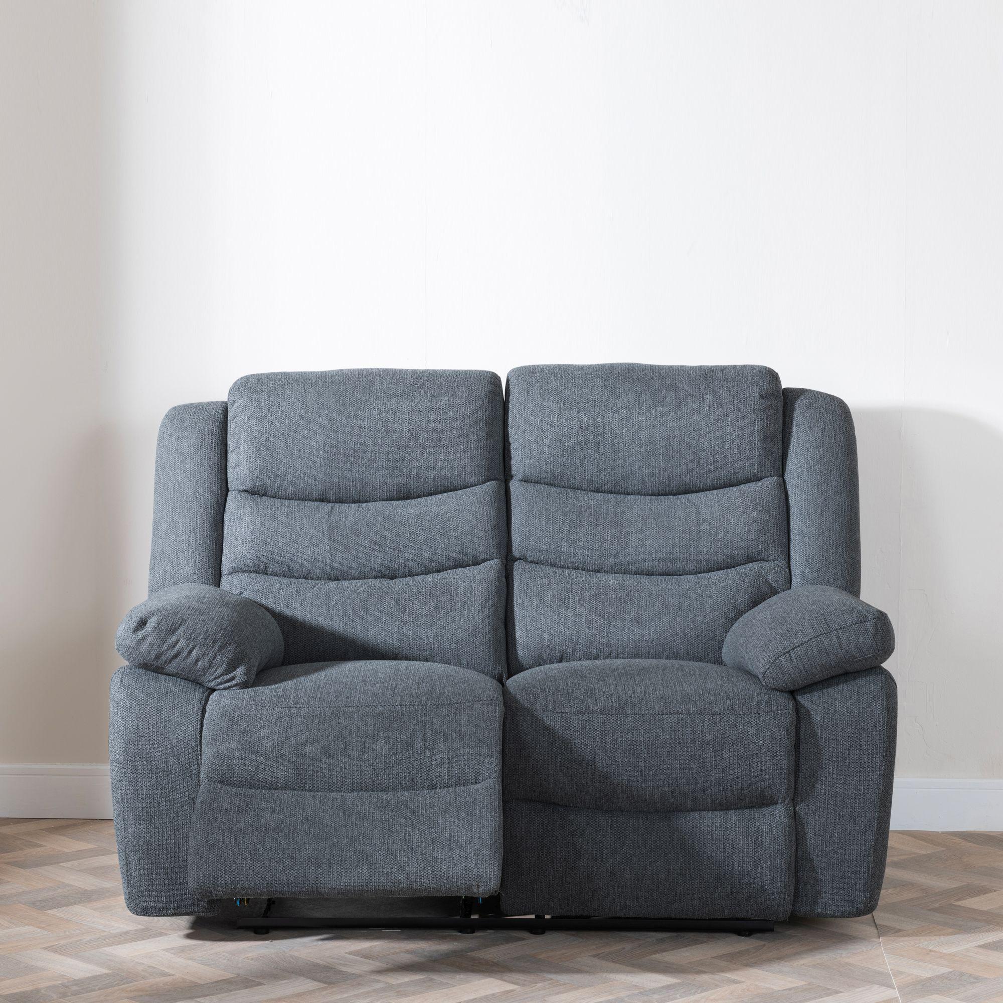 Sydney Dark Grey Fabric Manual Recliner Sofa