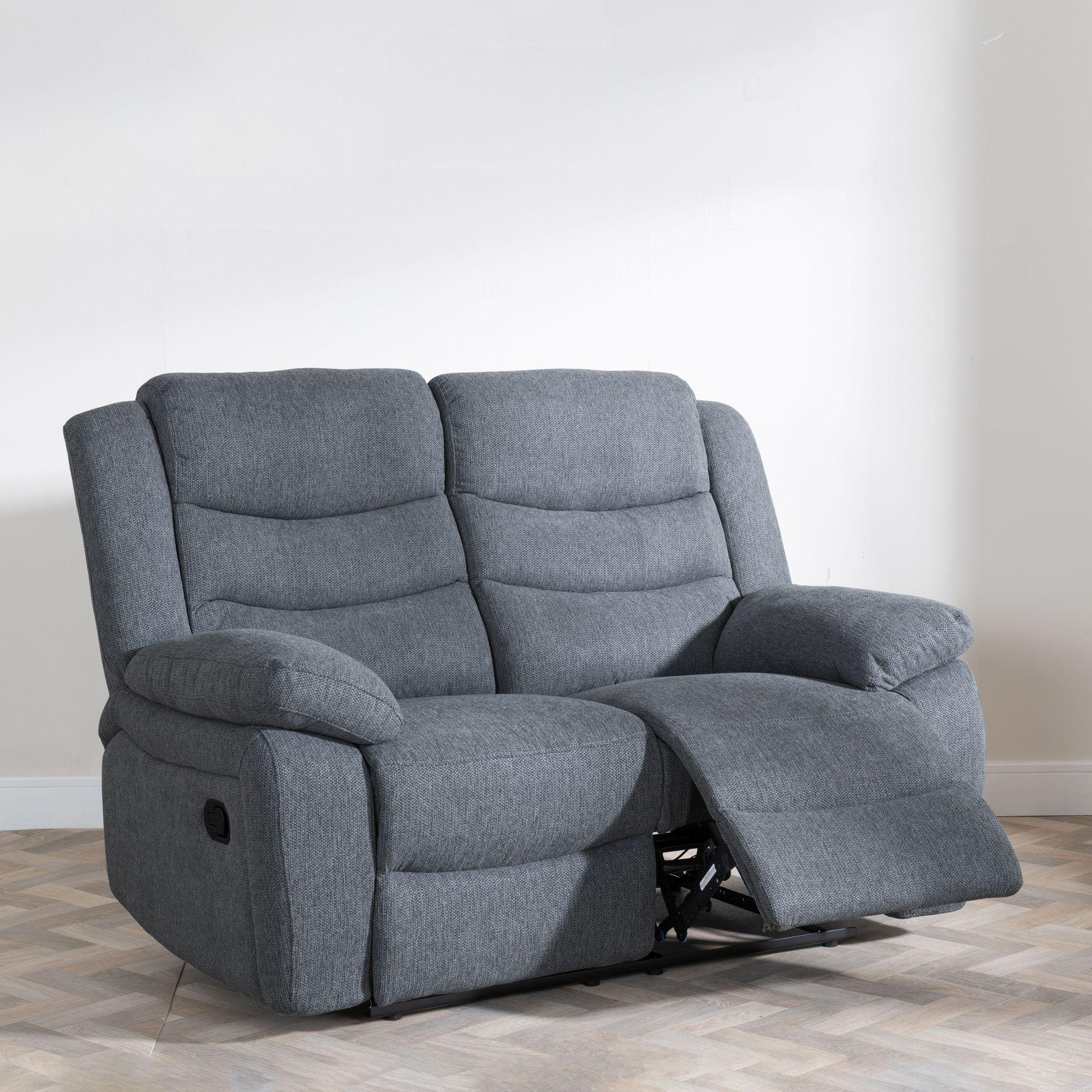 Sydney Dark Grey Fabric Manual Recliner Sofa