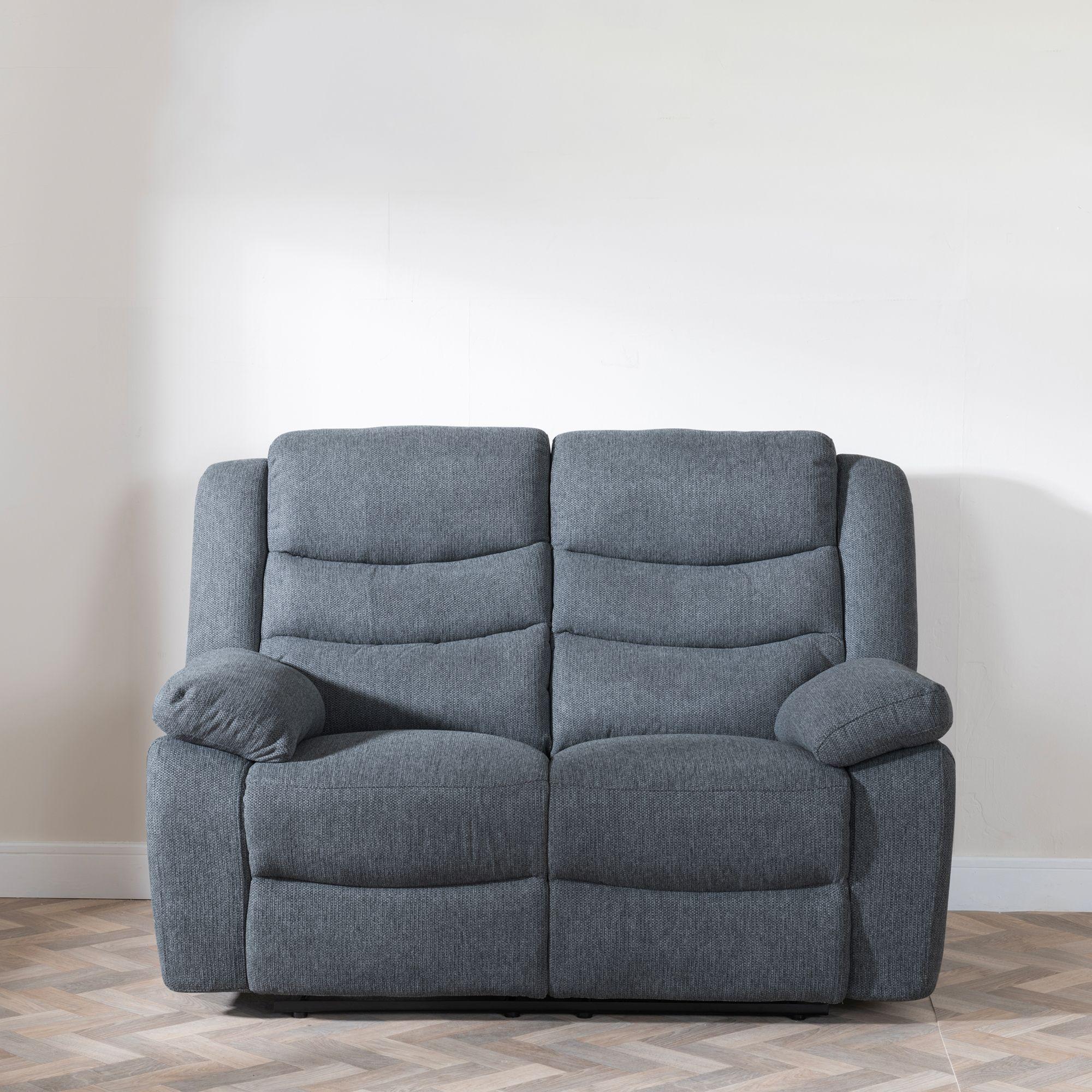 Sydney Dark Grey Fabric Manual Recliner Sofa