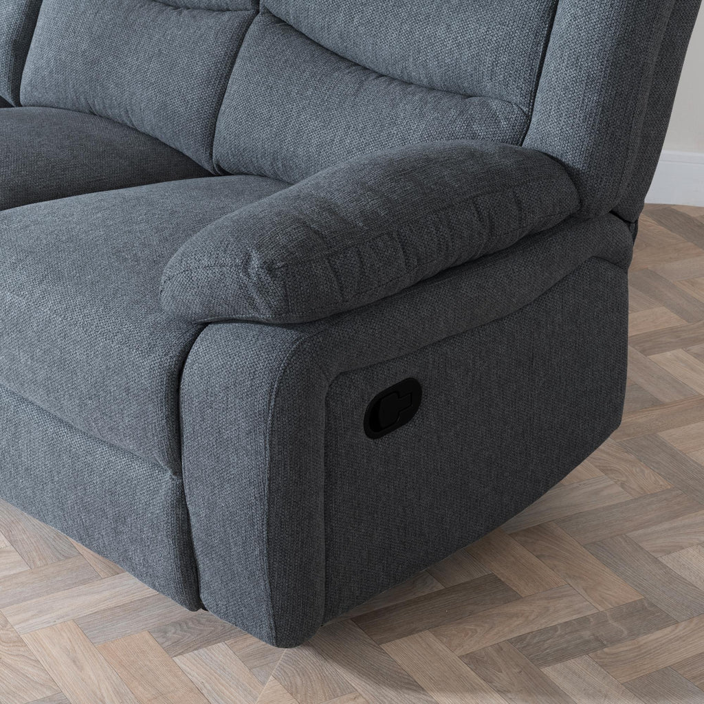 Sydney Dark Grey Fabric Manual Recliner Sofa