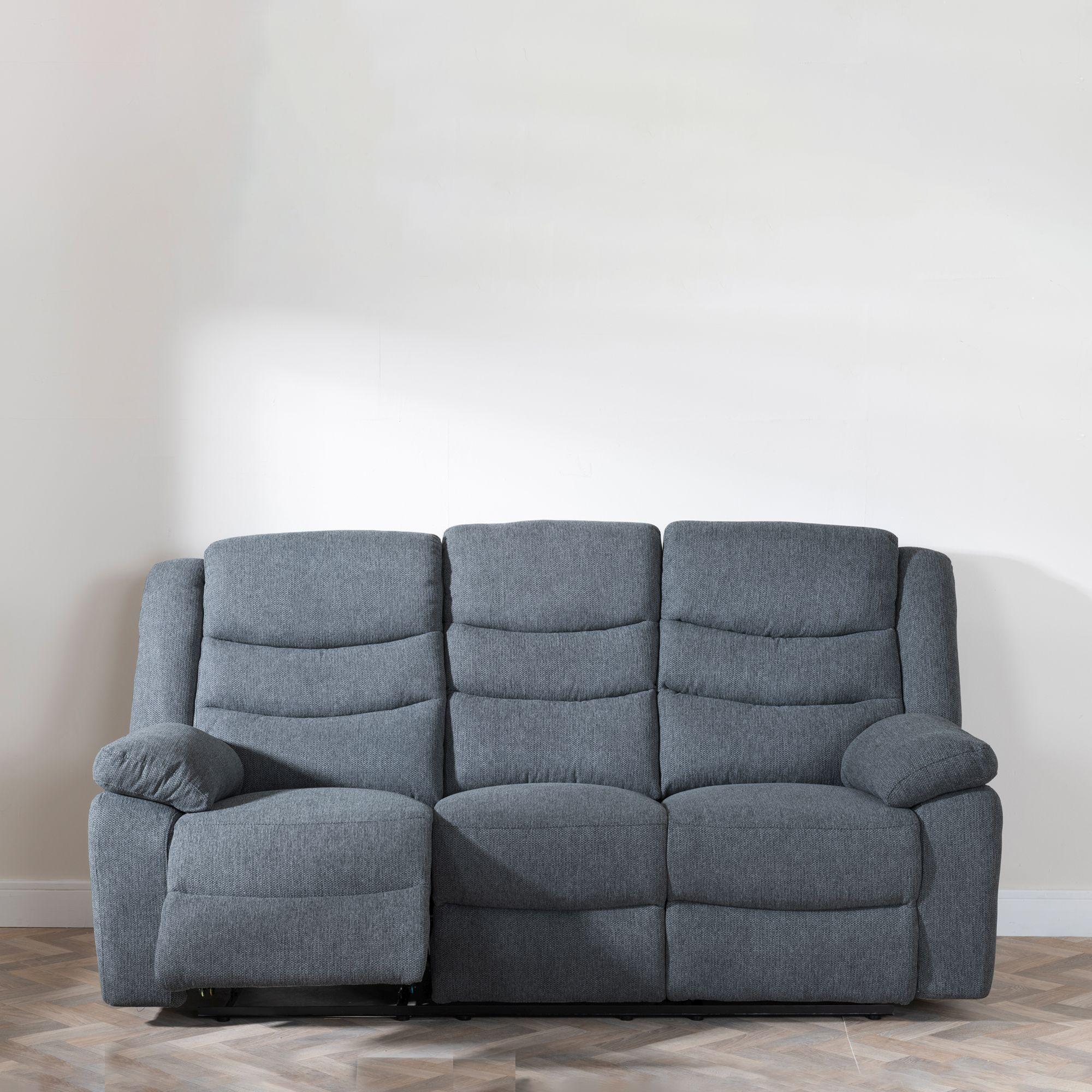 Sydney Dark Grey Fabric Manual Recliner Sofa