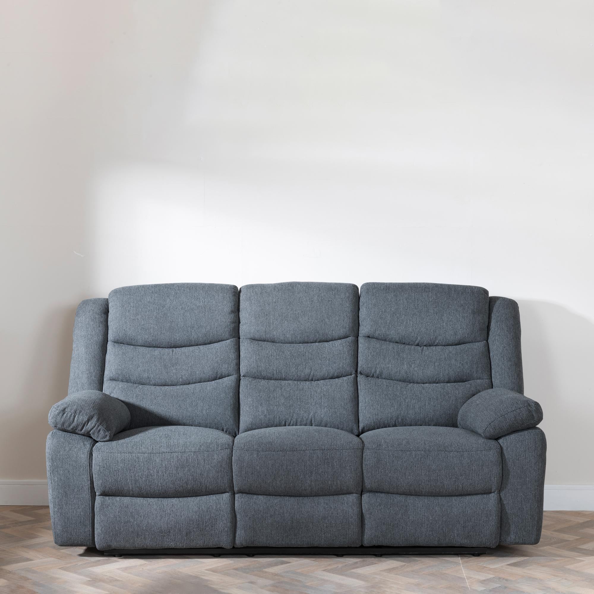 Sydney Dark Grey Fabric Manual Recliner Sofa