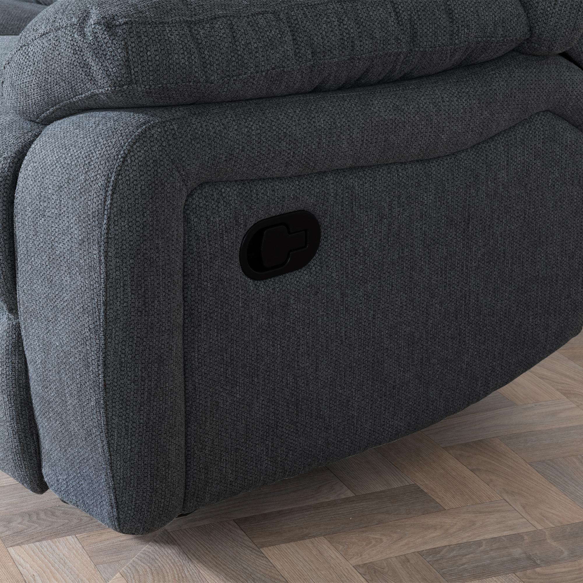 Sydney Dark Grey Fabric Manual Recliner Sofa