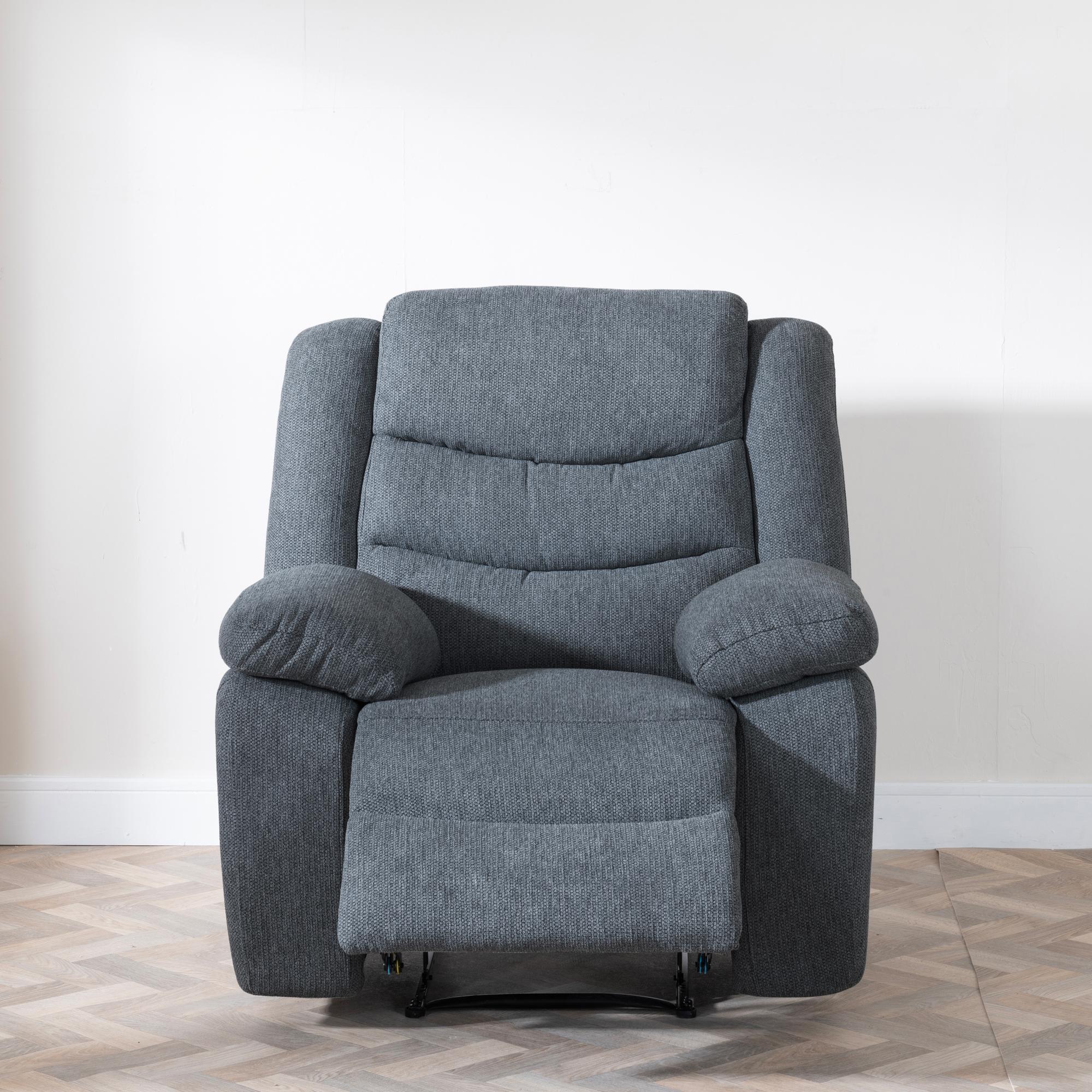 Sydney Dark Grey Fabric Manual Recliner Sofa