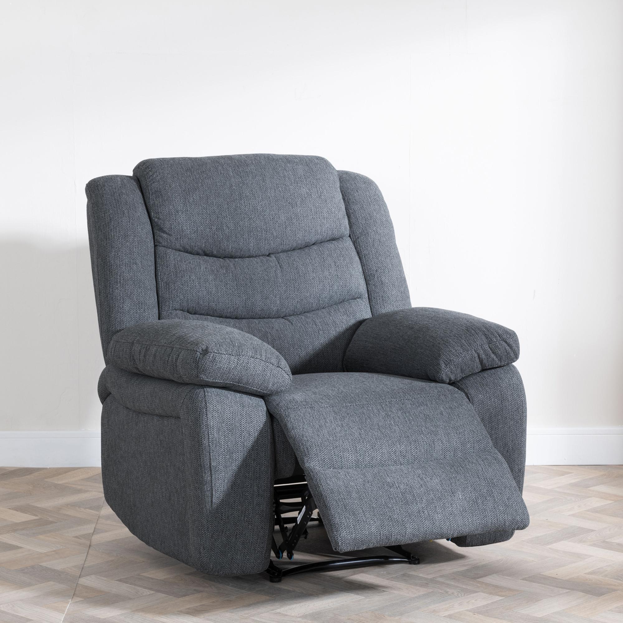 Sydney Dark Grey Fabric Manual Recliner Sofa