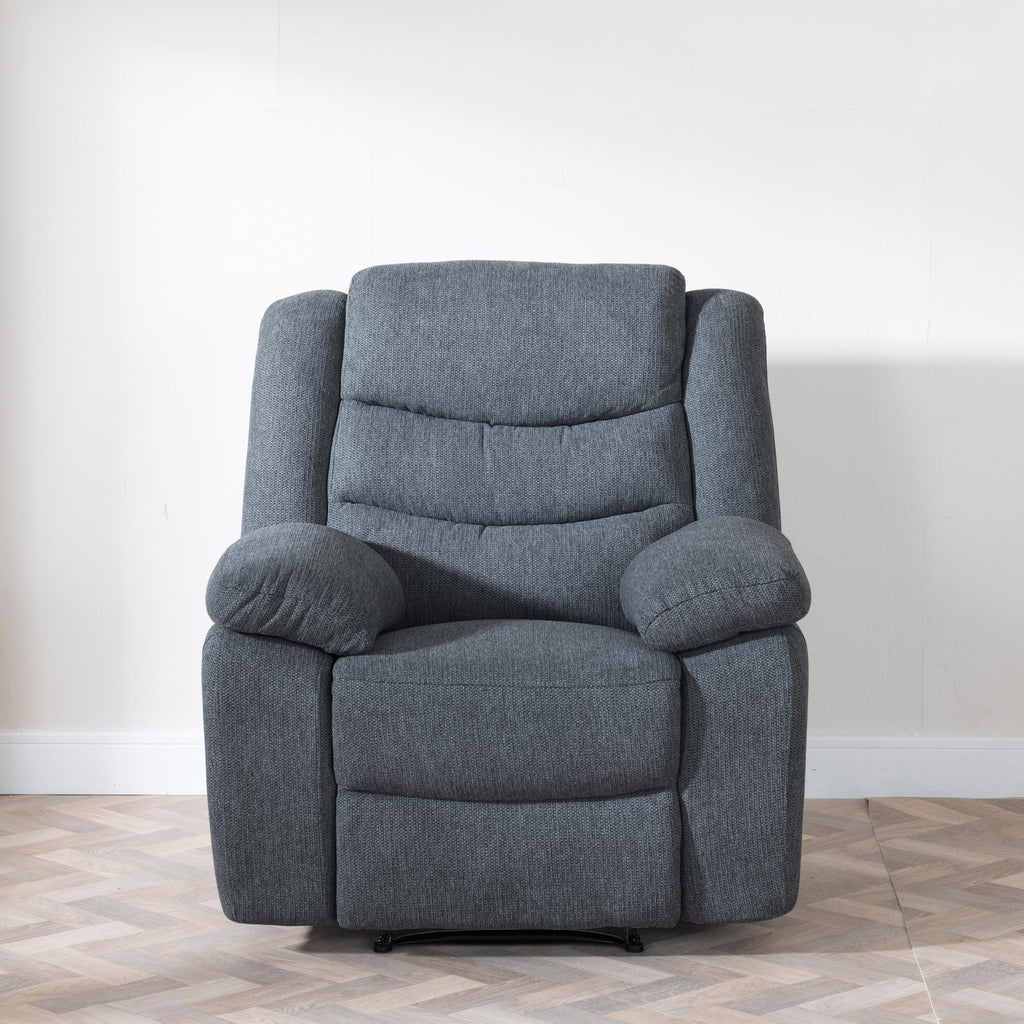 Sydney Dark Grey Fabric Manual Recliner Sofa