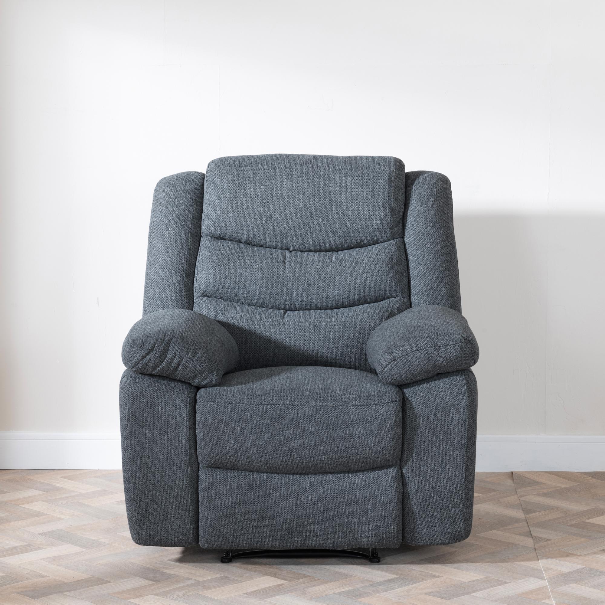Sydney Dark Grey Fabric Manual Recliner Sofa
